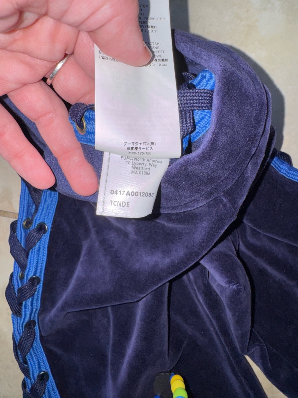 Fenty Puma Rihanna Velour Lace Up Pants Blue S NWOT - Picture 6 of 9